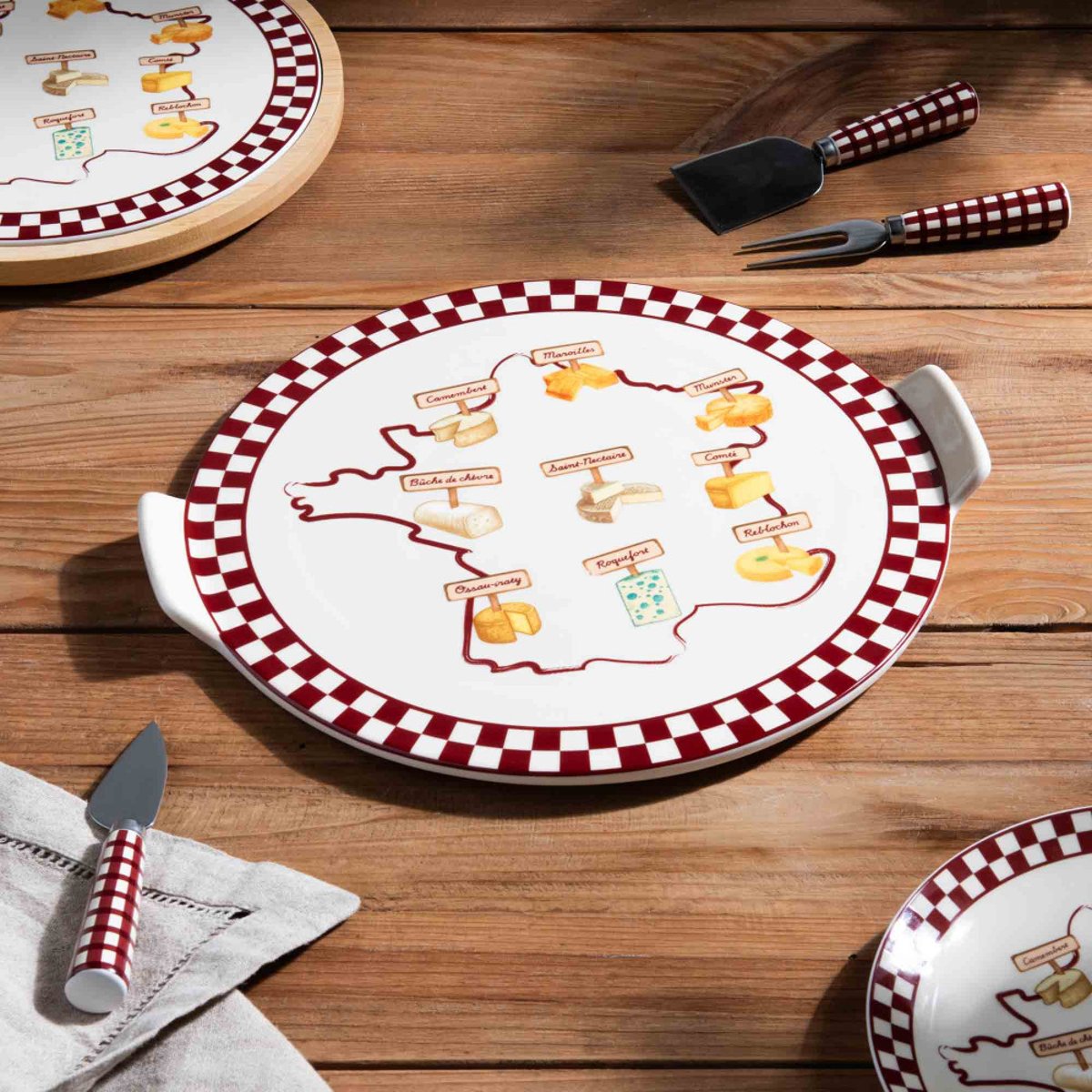 Plateau rond Fromage 33 cm   - FROMAGE rouge, TABLE PASSION