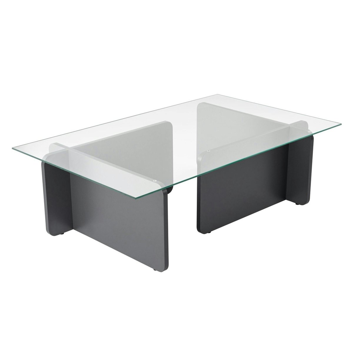 Table basse déstructurée, plateau verre SALTA anthracite, PIER IMPORT