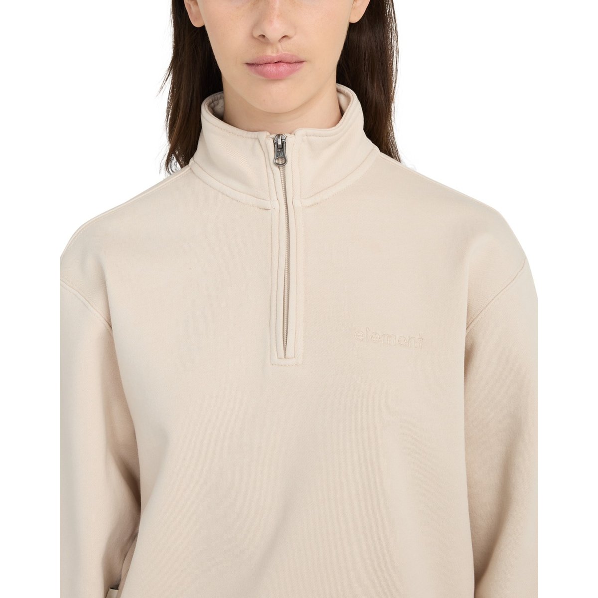 Sweat demi-zip LOWCASE beige oat milk, ELEMENT