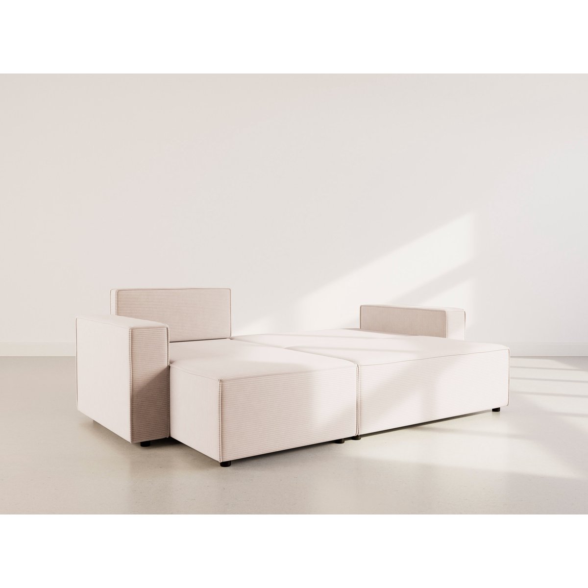 Canapé d'angle convertible velours côtelé, HECTOR beige, BEST MOBILIER
