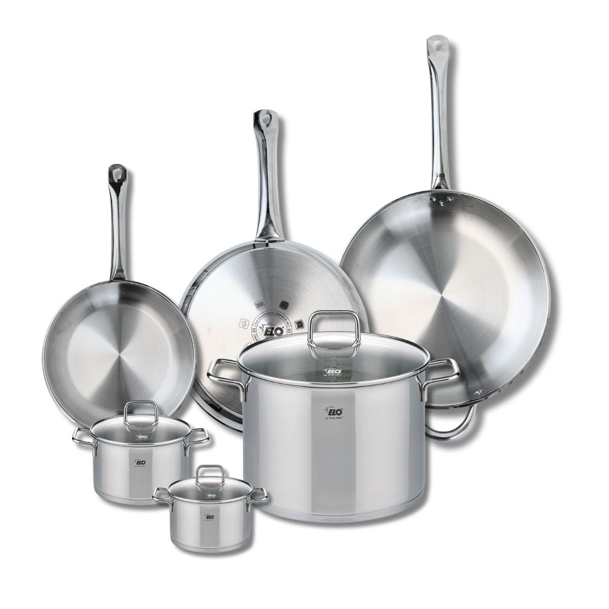3 poêles 24/28/32cm + 3 faitouts 12/14/26cm PROFI CITRIN gris, ELO