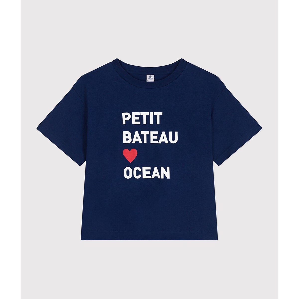 T-shirt Le Boxy à message bleu nuit, PETIT BATEAU