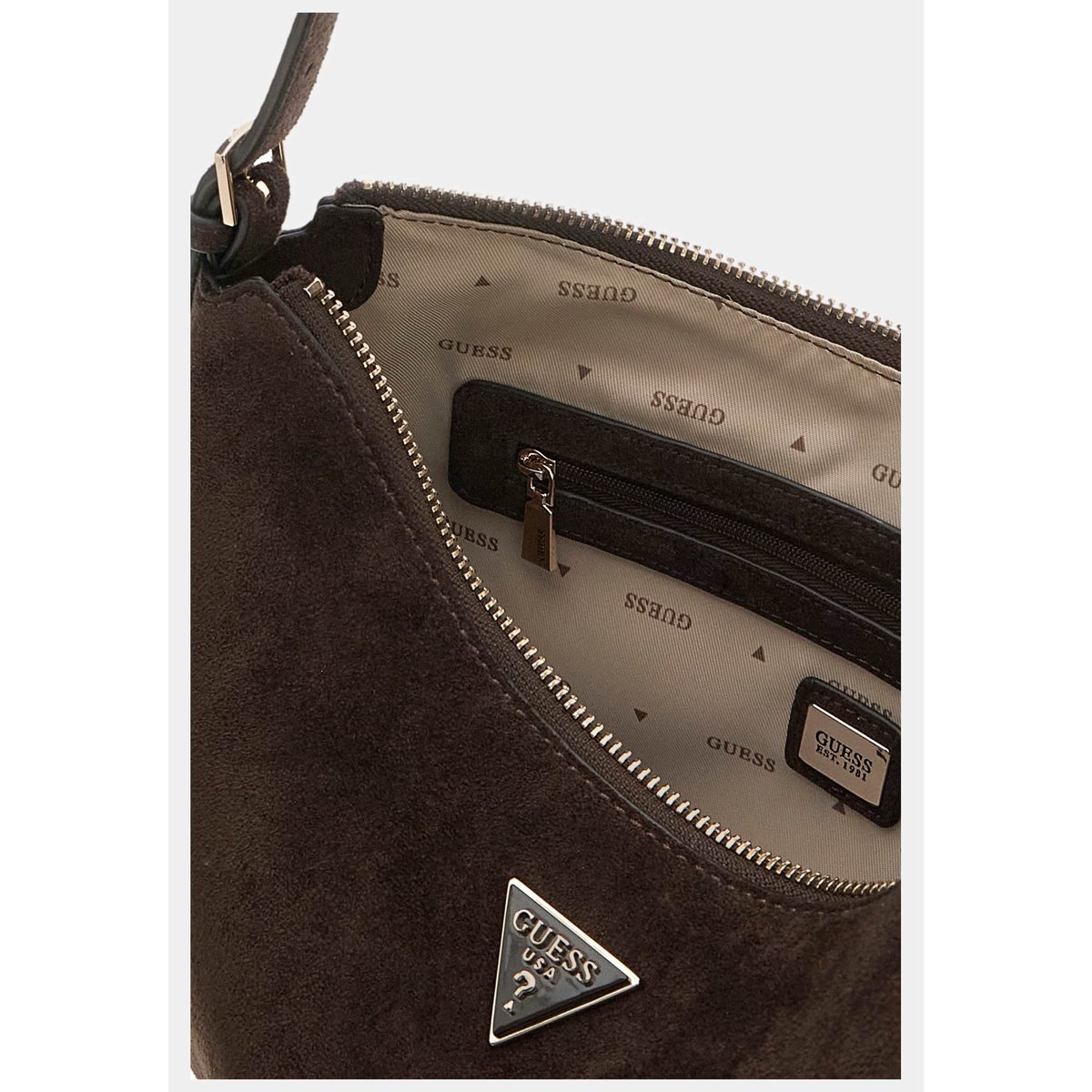 Sac Hobo Melita marron foncé, GUESS