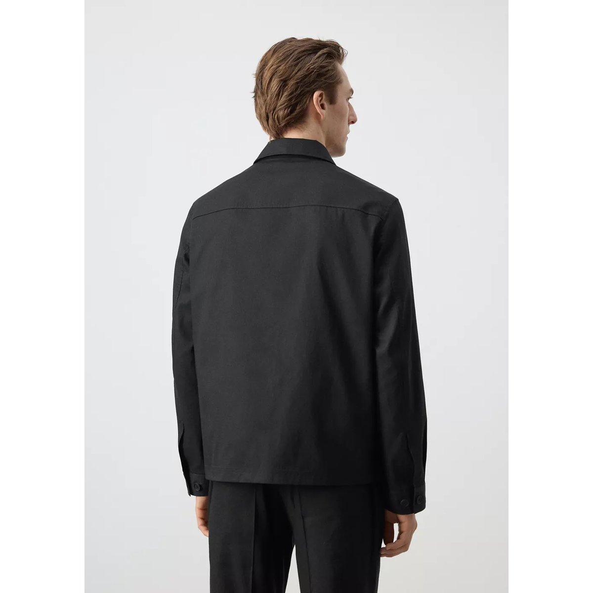 Veste coton lyocell à poches noir, MANGO MAN