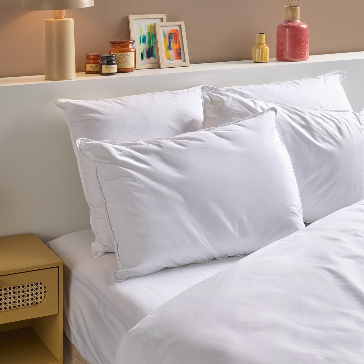 Lot de 2 Oreillers volume moelleux blanc, BLEU CALIN