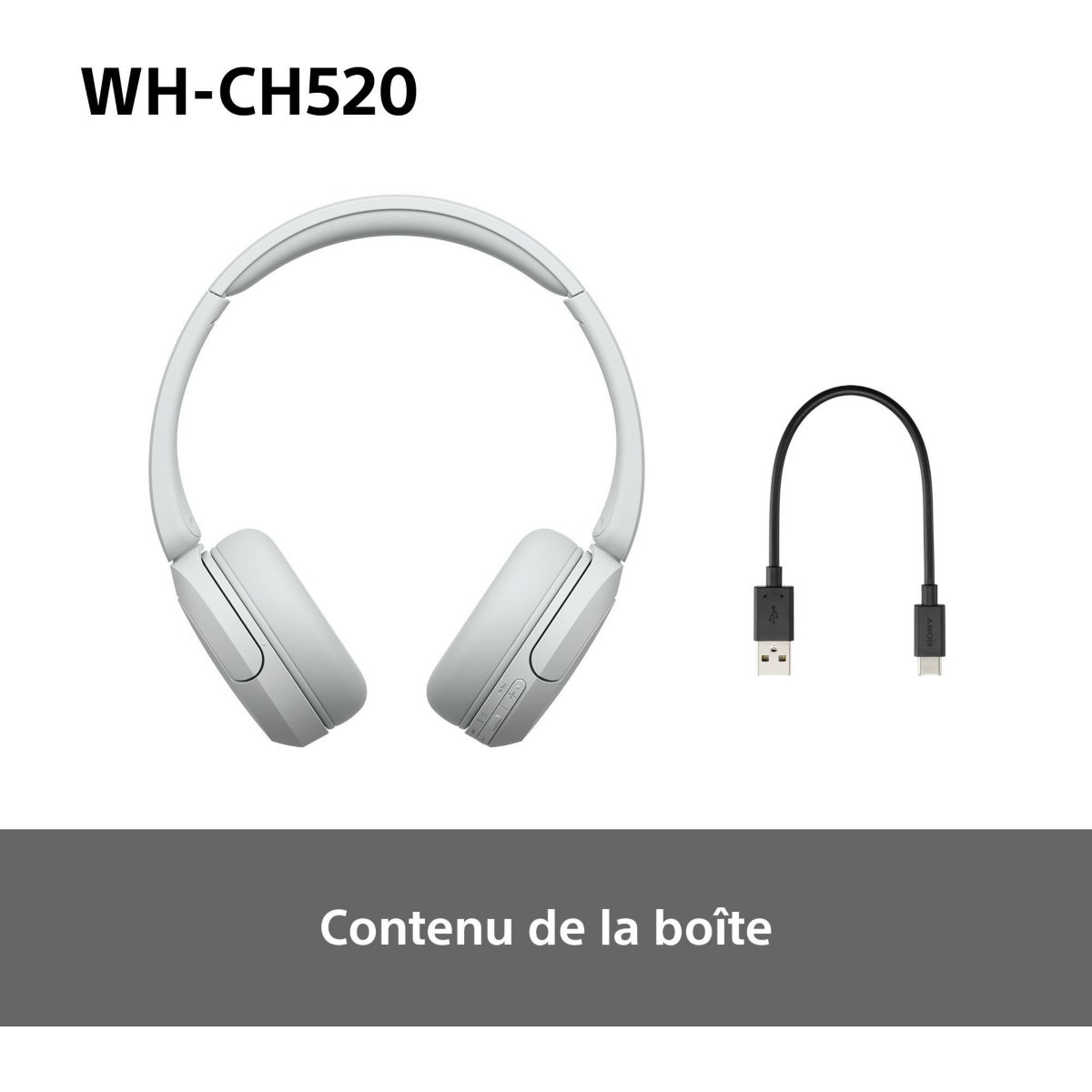 Casque WH-CH520 Blanc blanc, SONY