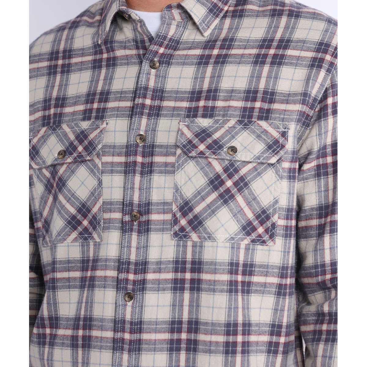 Chemise manches longues carreaux tissés CLIFF ivory, OXBOW