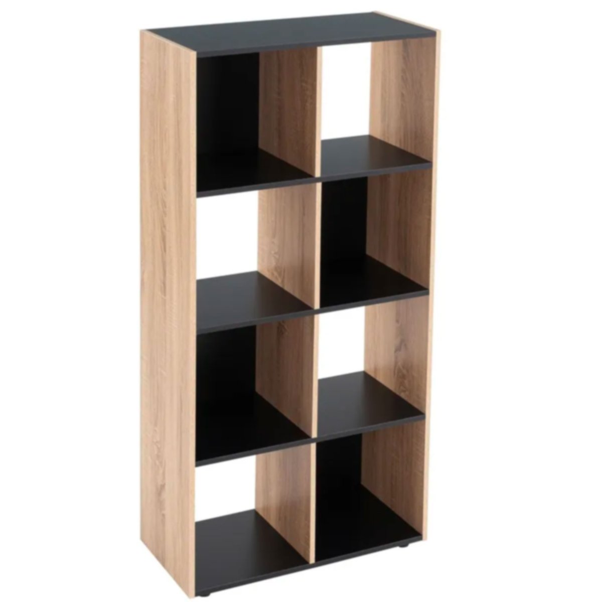 Étagère en MDF Bois et Noir - 8 Casiers noir, WADIGA