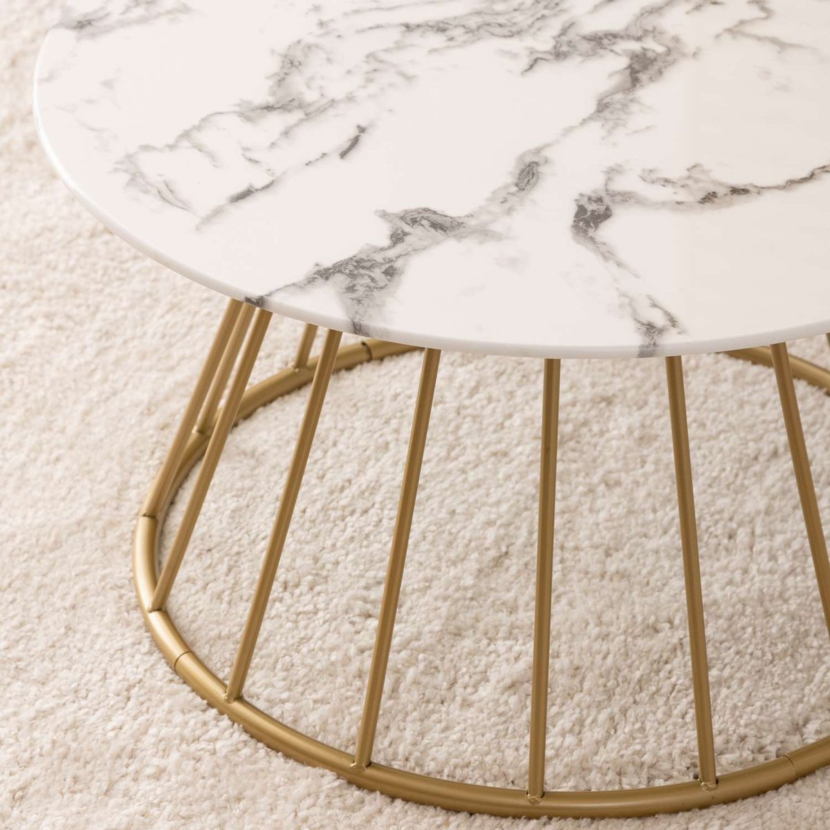 Table basse effet marbre RAYO blanc, ATMOSPHERA