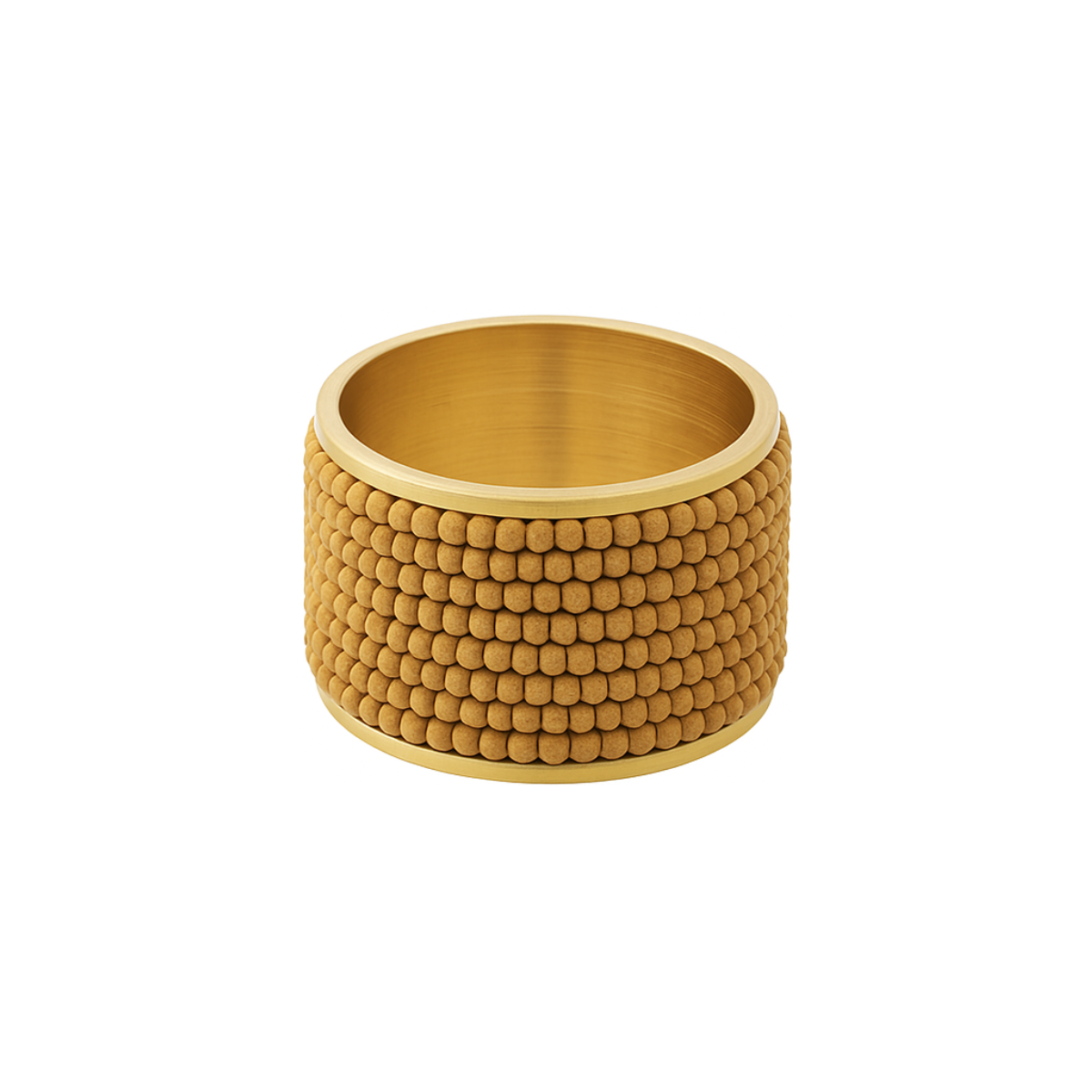 Set de 4 ronds de serviette décoratifs en acier D5 BOBO beige, SIA DECO