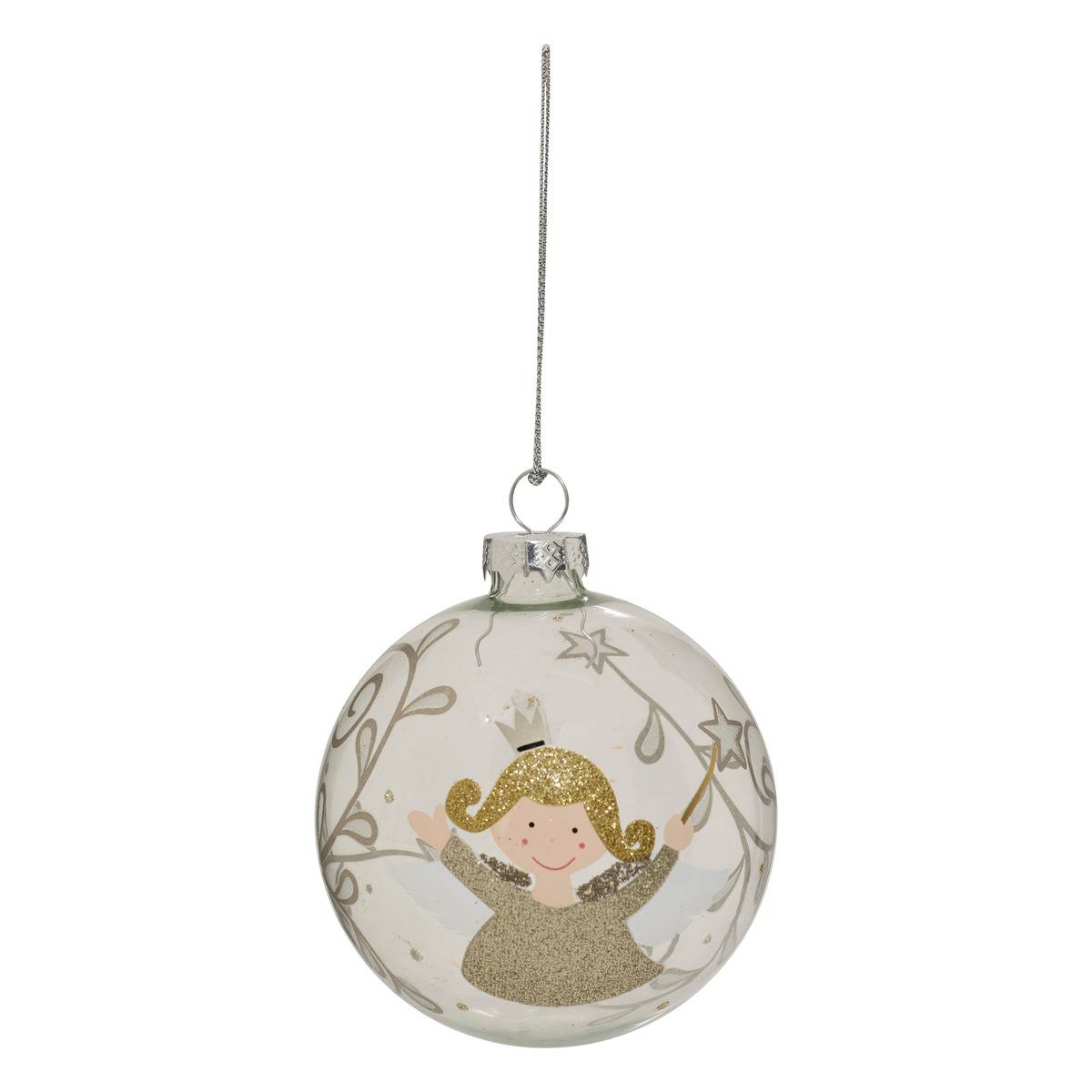 Boule de Noël en verre fée pailletée or D. 80 mm doré, FEERIC LIGHTS & CHRISTMAS