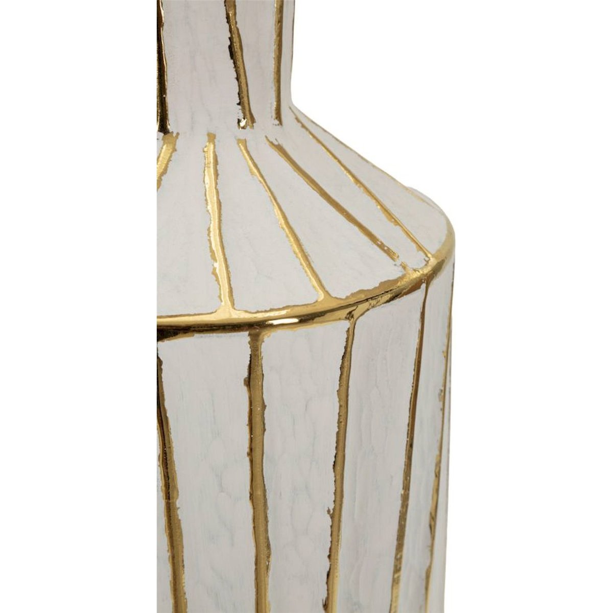 Lampe à poser en céramique décor géométrique blanc et doré, RECOLLECTION