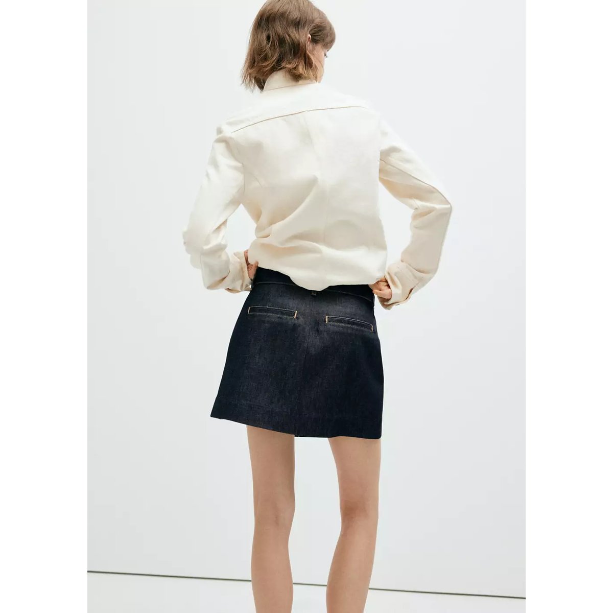 Jupe plissée denim bleu, MANGO