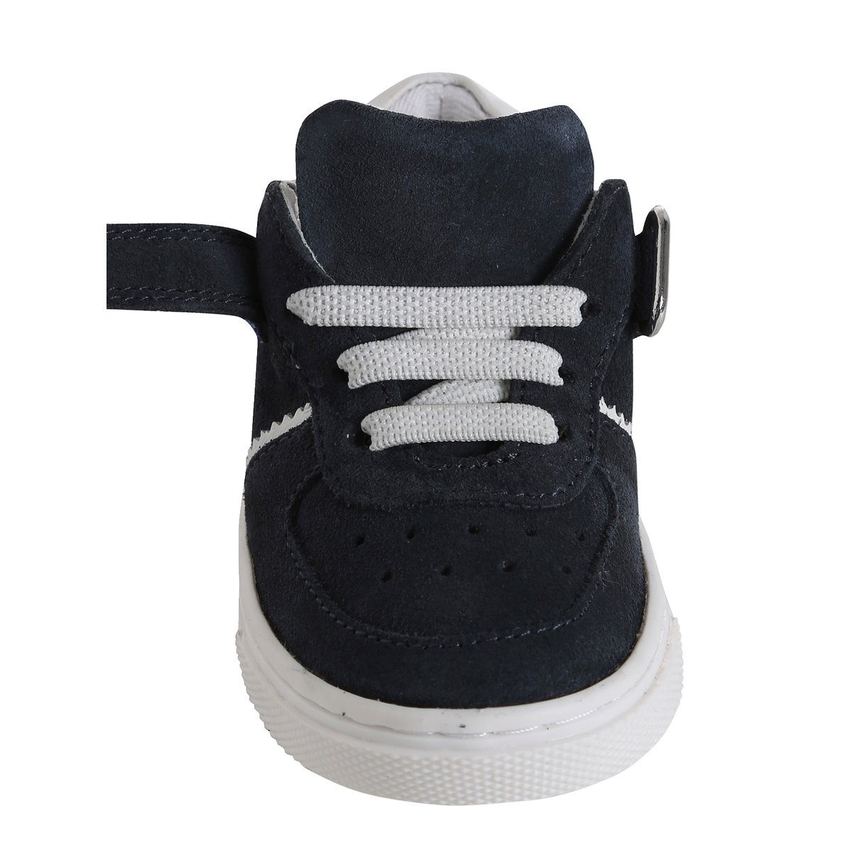 Baskets bébé cuir à scratchs marine, VERTBAUDET