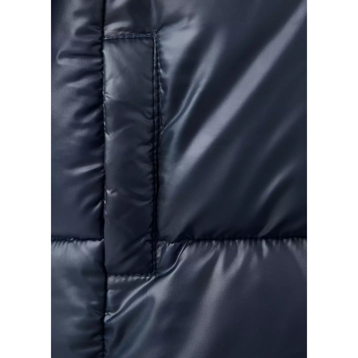 Anorak matelassé capuche imitation fourrure bleu marine, MANGO BABY