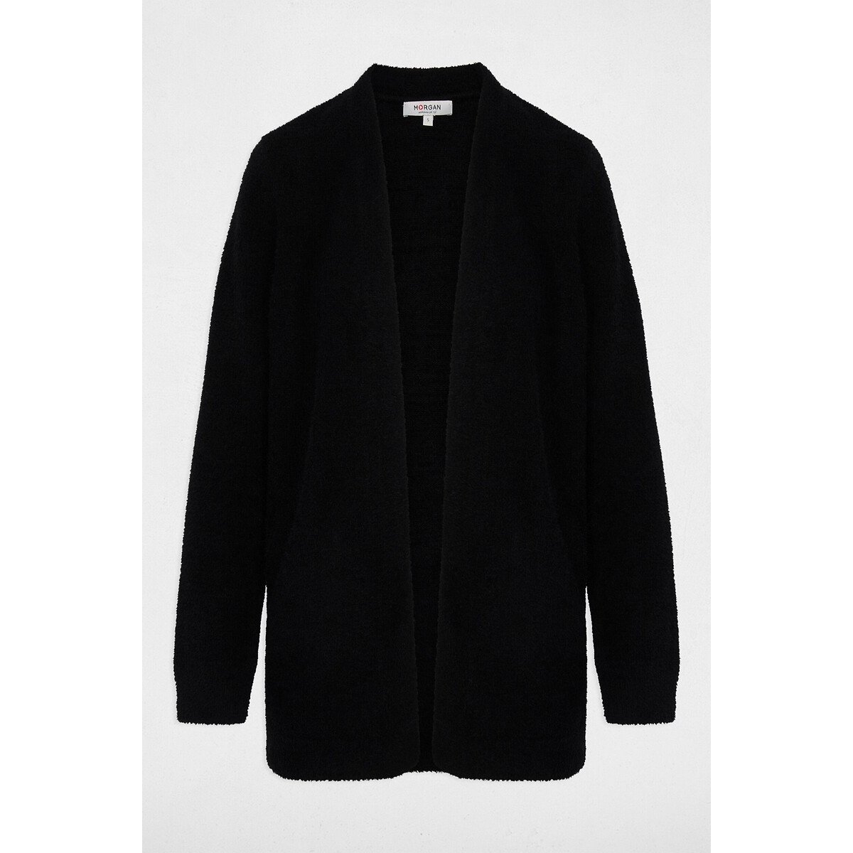 Gilet long col V noir, MORGAN