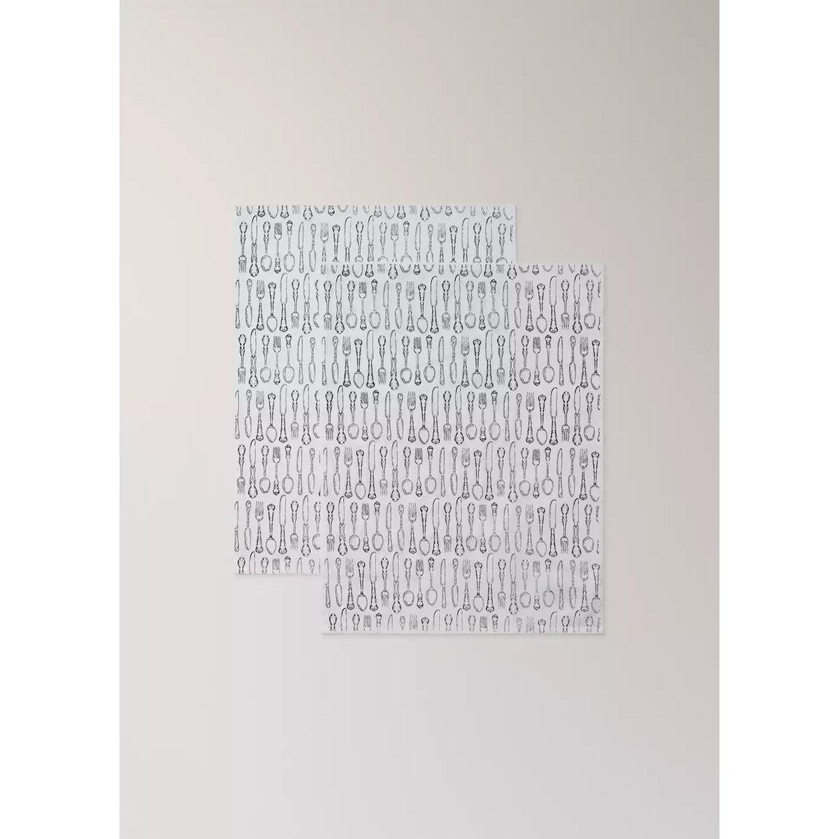 Torchon de cuisine en coton imprimé couverts blanc cassé, MANGO HOME