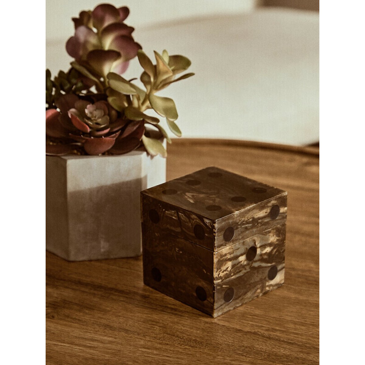 Decorative Dice Box with Five Dive in Brown/Black Finish brown , ÉDITÉ