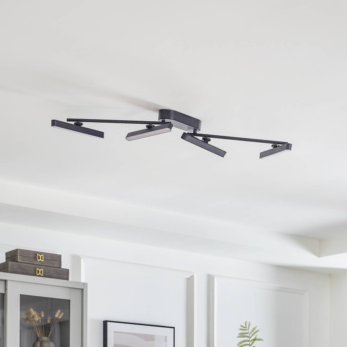 Plafonnier en métal moderneLED, Eldrin noir, LINDBY