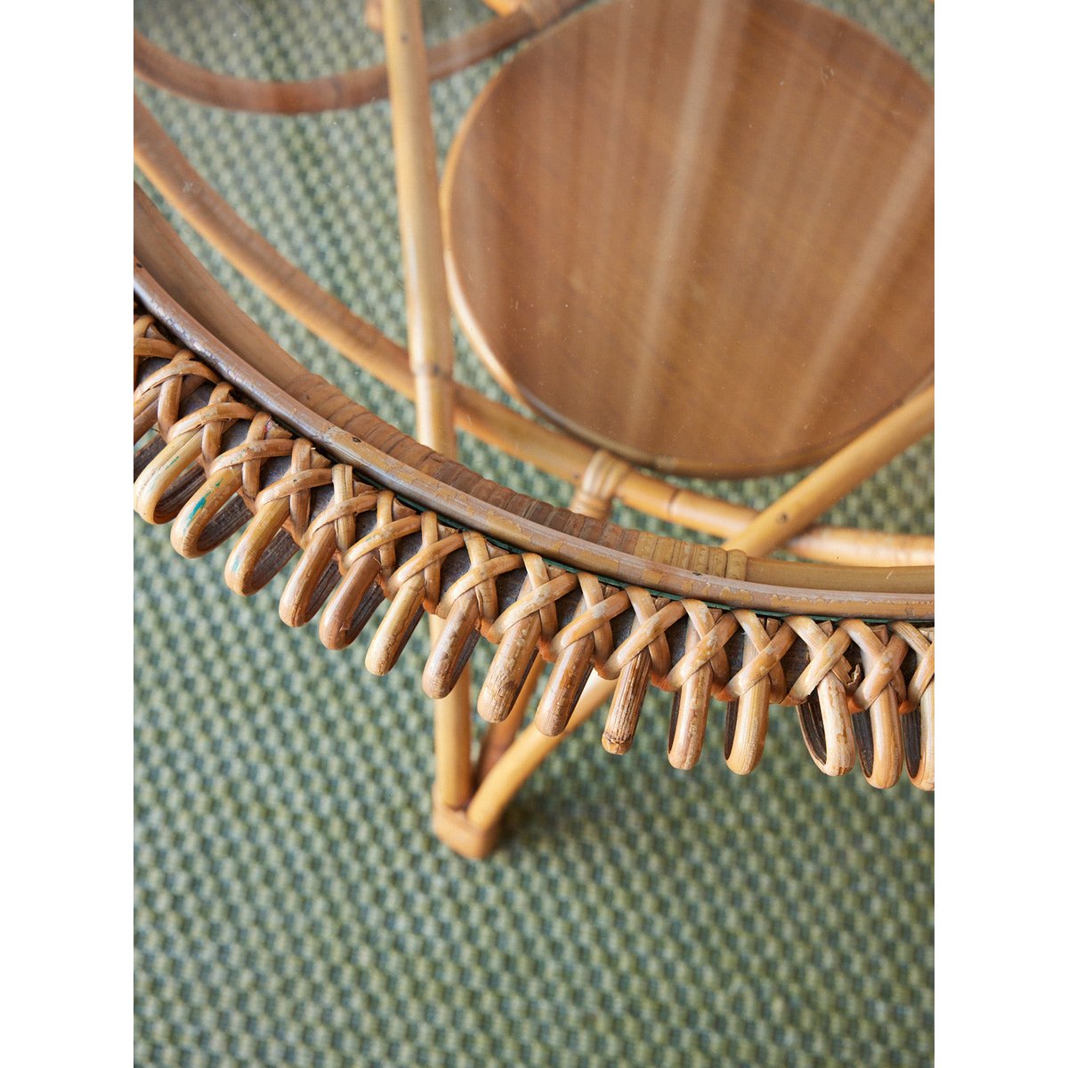 Table basse en rotin Léonie N°872 - Bon état bois clair, DEBONGOUT