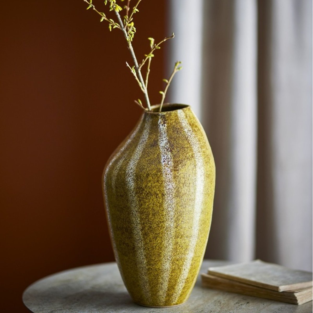 Vase grès organique ABELLA jaune, BLOOMINGVILLE