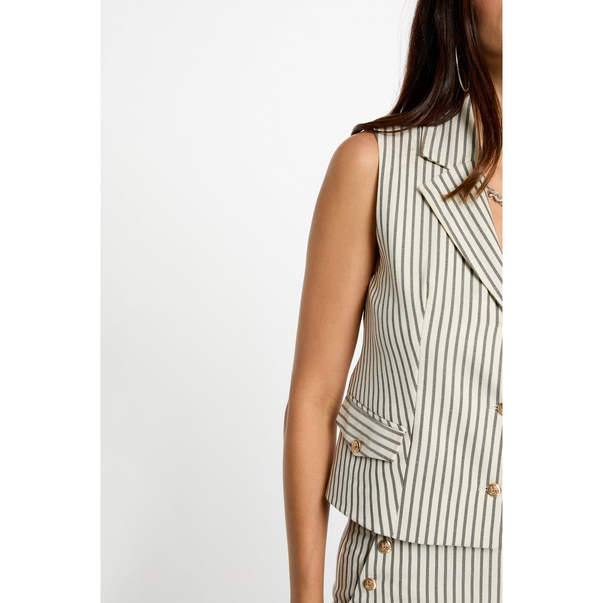 Veste sans manches ajustée multicolore, MORGAN