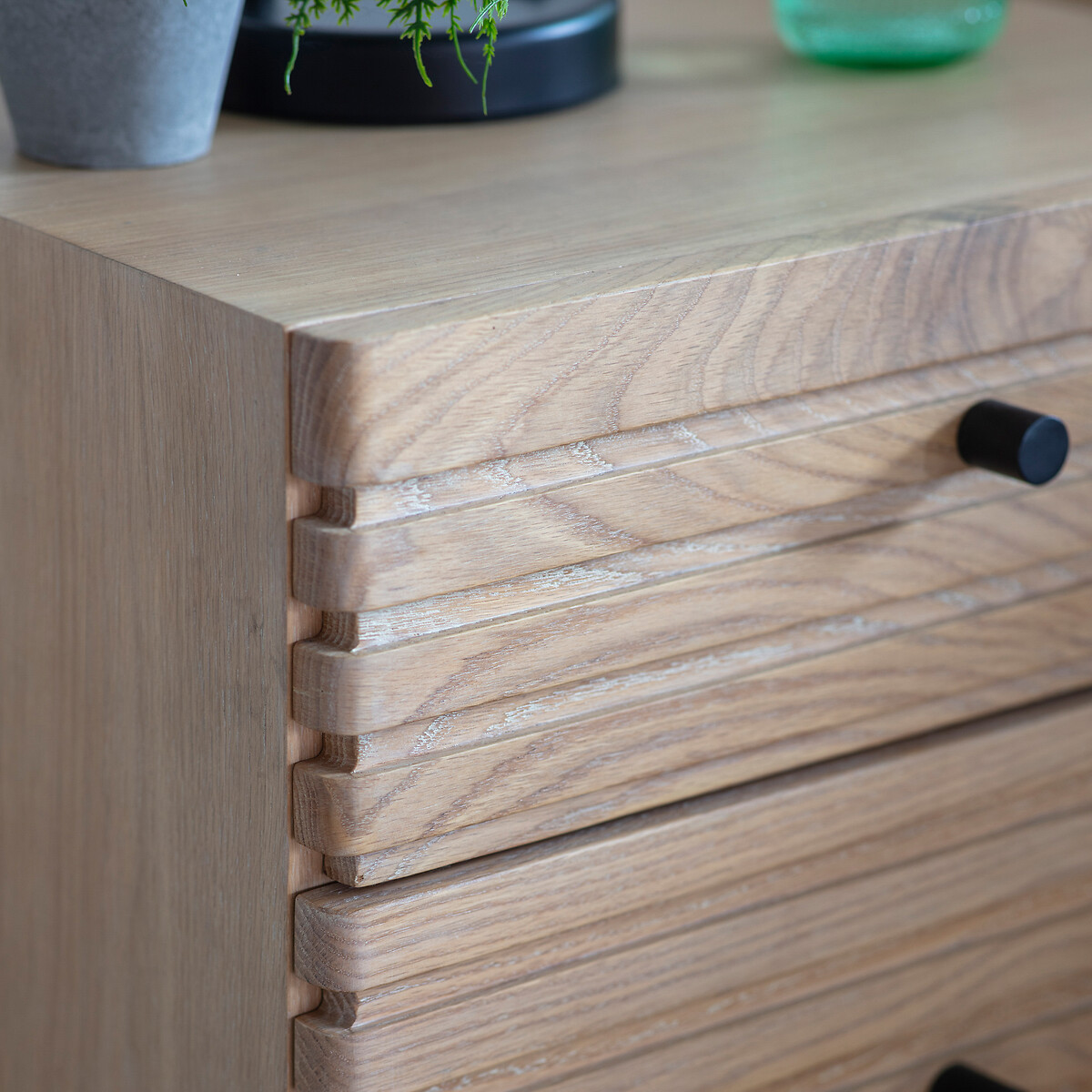 Batala Japandi Oak Slatted 2 Drawer Bedside Table oak, ÉDITÉ
