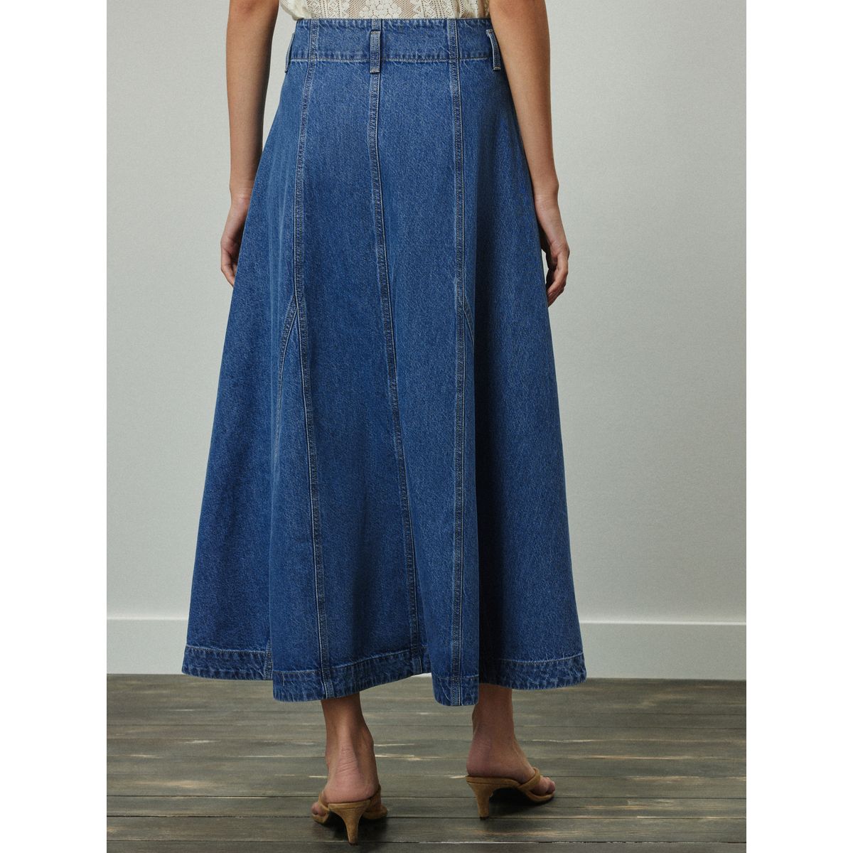 Jupe longue en jean bleu moyen, NEXT