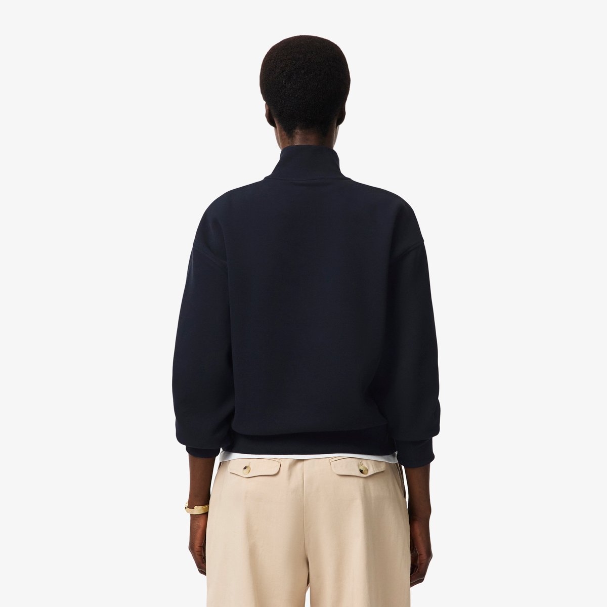 Sweatshirt col montant zippé en Piqué bleu-hde, LACOSTE
