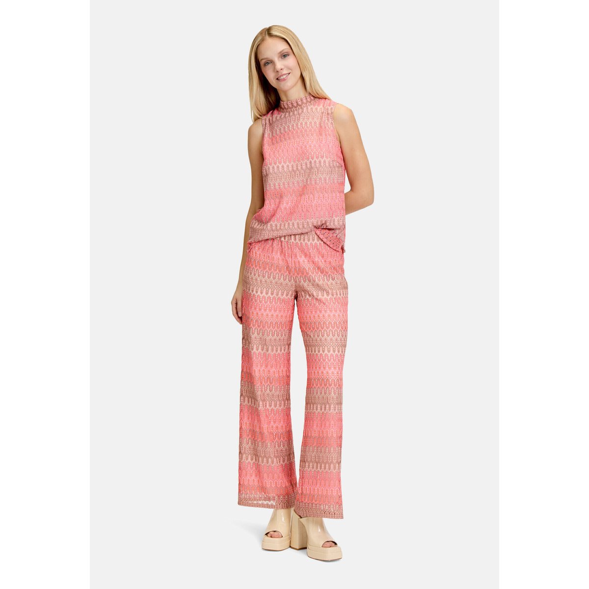 Haut façon blouse sans manches rose/taupe, CARTOON