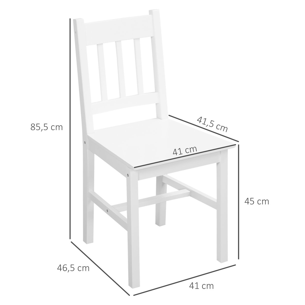 Chaise de salle à manger Bois Blanc blanc, HOMCOM