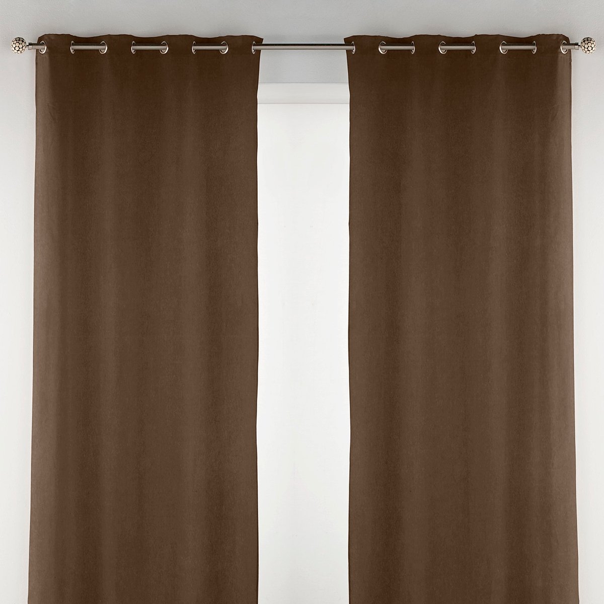 Rideau à oeillets en velours taupe 140x270 cm à l'unité taupe, NAF NAF HOME