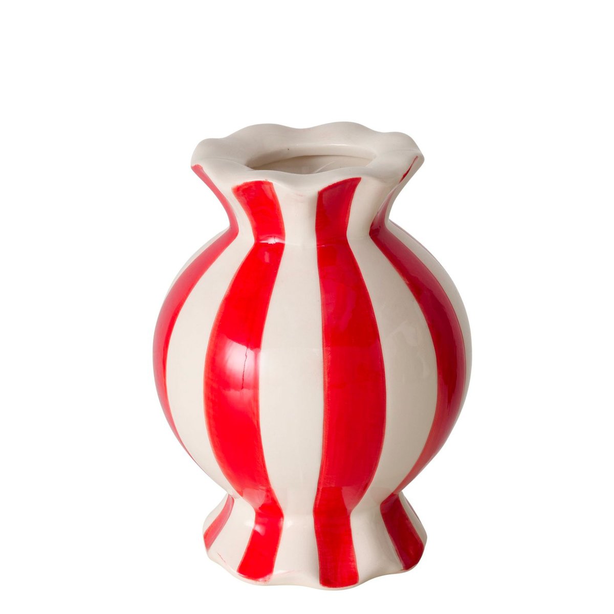 Vase design céramique rouge et blanc bonbon 13x13x17.5cm rouge, WADIGA