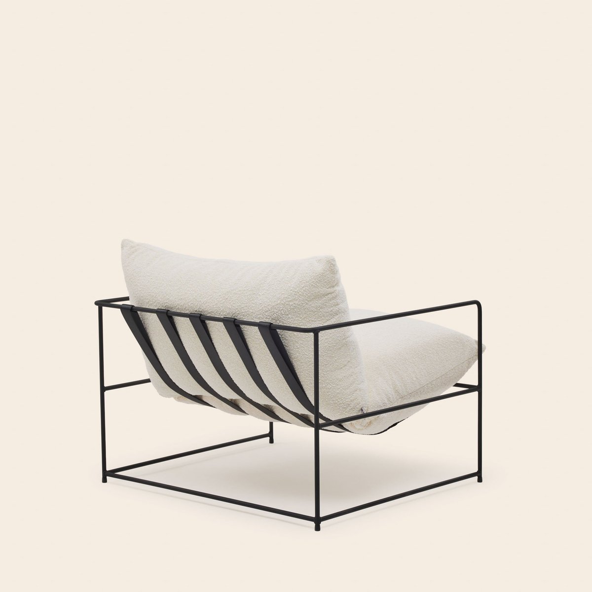 Fauteuil en Structure métal et tissé Glory ALCENO sym écru bouclé, MADURA