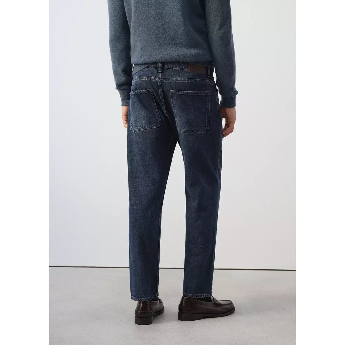 Jean regular-fit cropped bleu foncé vintage, MANGO MAN