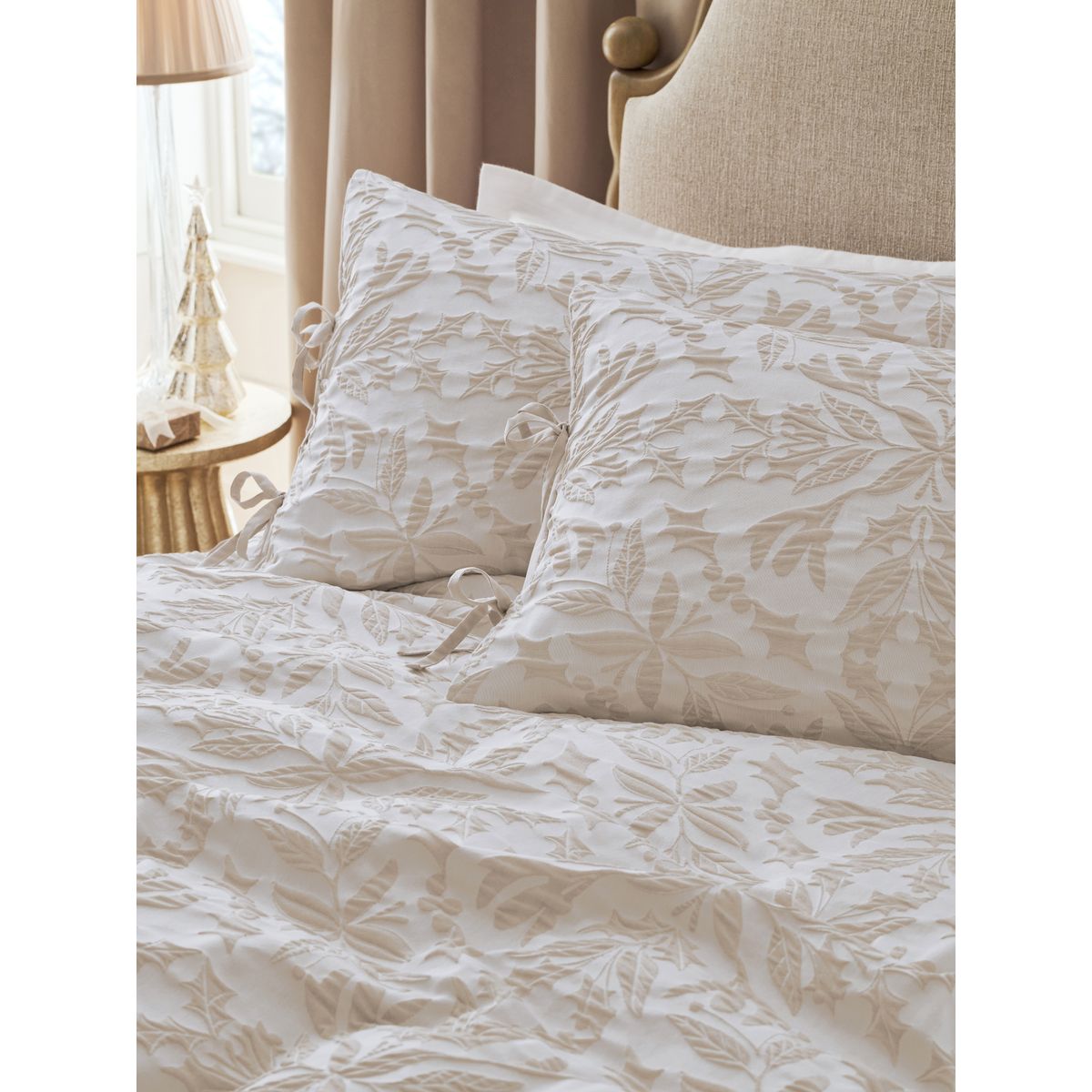 Parure housse de couette jacquard gui noël naturel, NEXT