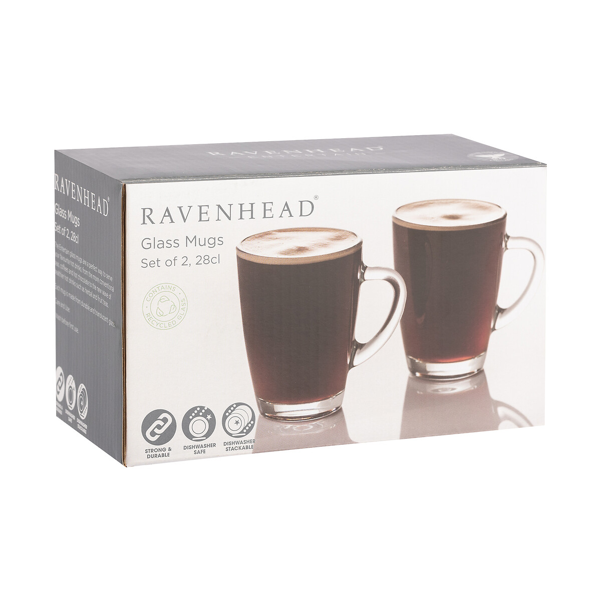 Set of 2 Entertain Glass Mugs glass, RAVENHEAD