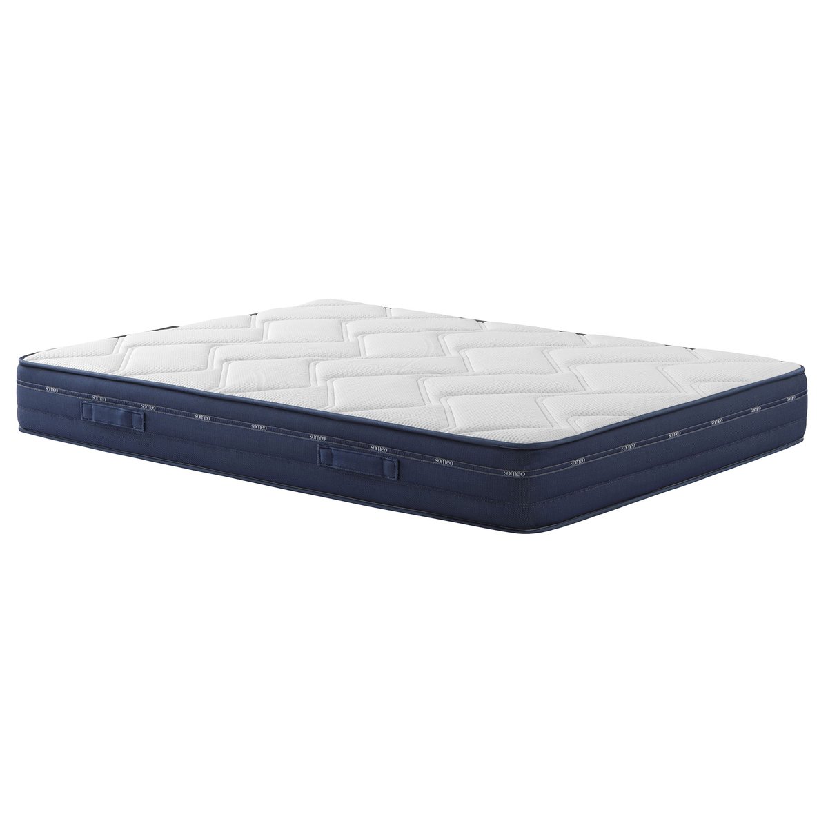 Ensemble matelas ressorts et mémoire de forme, sommier et pieds Rêve 500 blanc, SOMEO