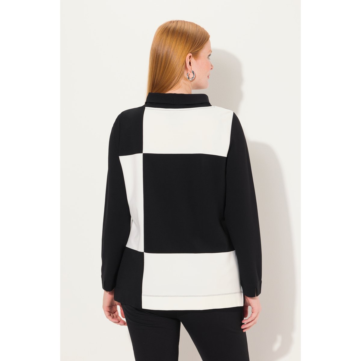 Sweat-shirt en modal mélangé à carreaux noir, ULLA POPKEN