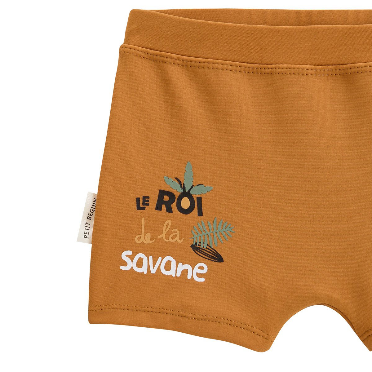 Maillot de bain bébé 2 pièces t-shirt de protection UV et boxer Mio camel, PETIT BEGUIN
