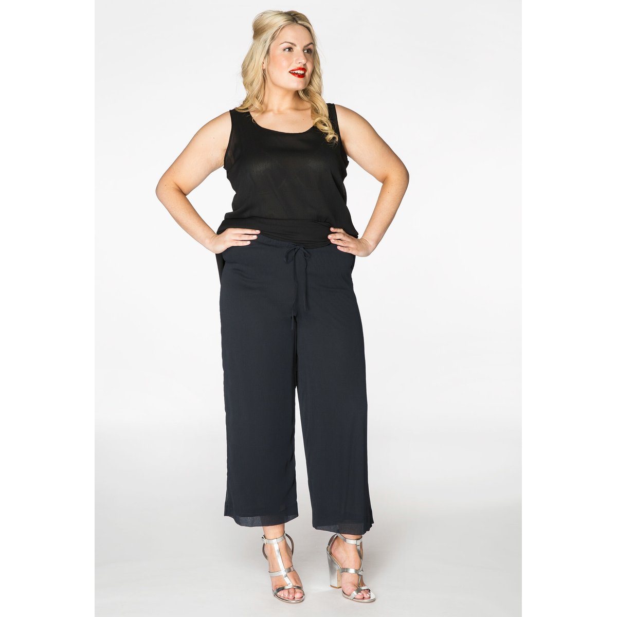 Pantalon 7/8 voile bleu, YOEK