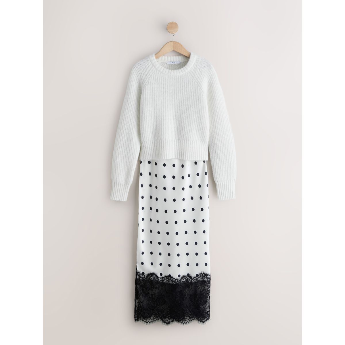 Robe pull 2-en-1 pois blancs et noirs, NEXT