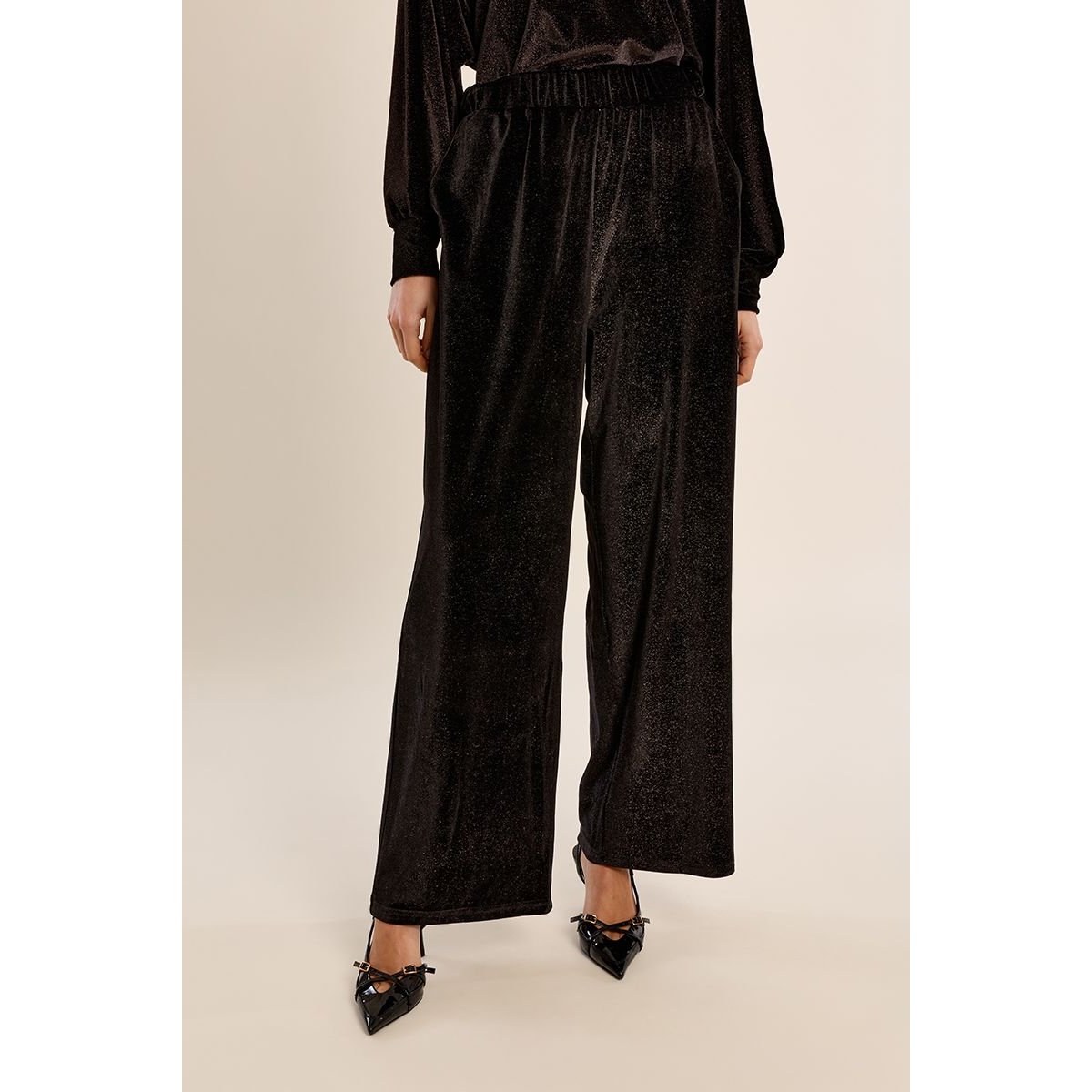 Pantalon droit à paillettes noir, MOLLY BRACKEN