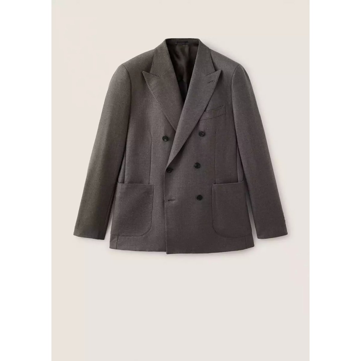 Veste de costume croisée slim fit en flanelle beige, MANGO MAN