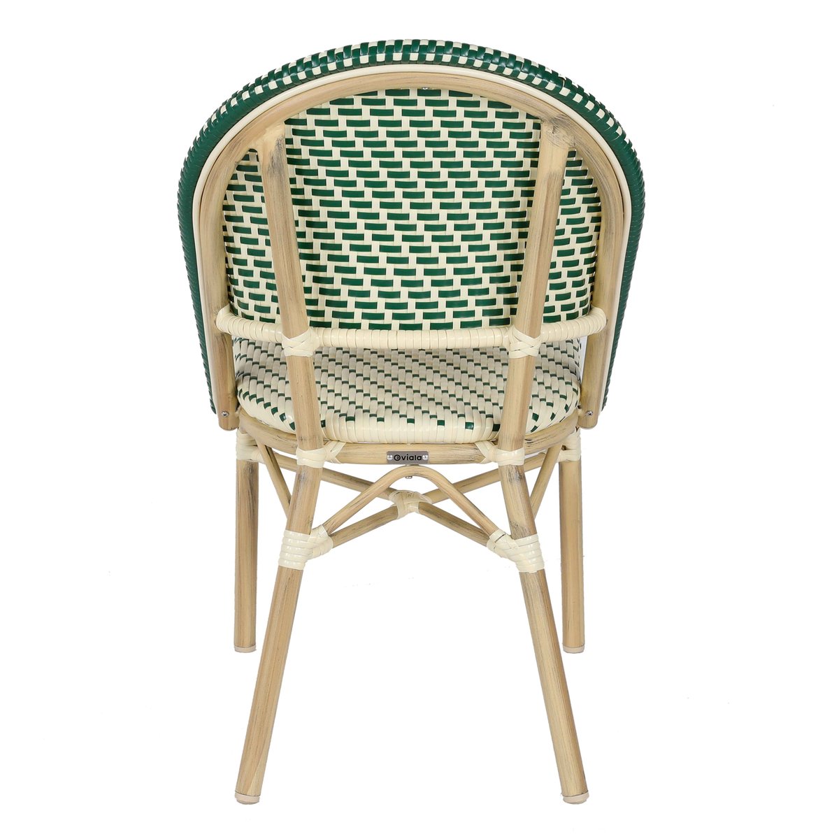 Chaise de terrasse bistrot parisien en aluminium et rotin, MARAIS vert foncé, OVIALA