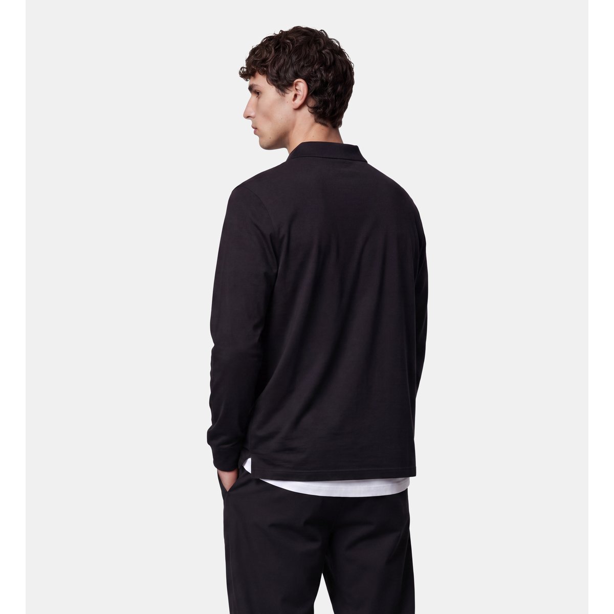 Pull polo teripol en laine mérinos noir, GALERIES LAFAYETTE