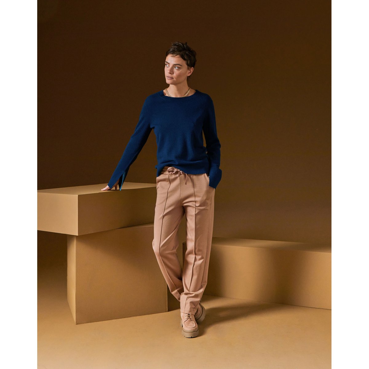 Pull col rond en cachemire bleu marine, RODIER