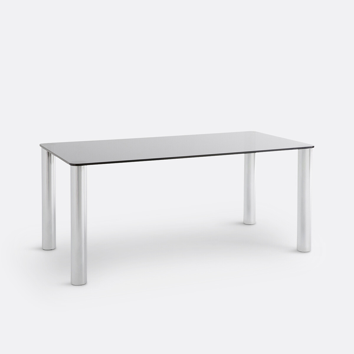 Table à manger, en acier chromé et verre trempé, 6 à 8 couverts, RAMCEL verre fumé, LA REDOUTE INTERIEURS