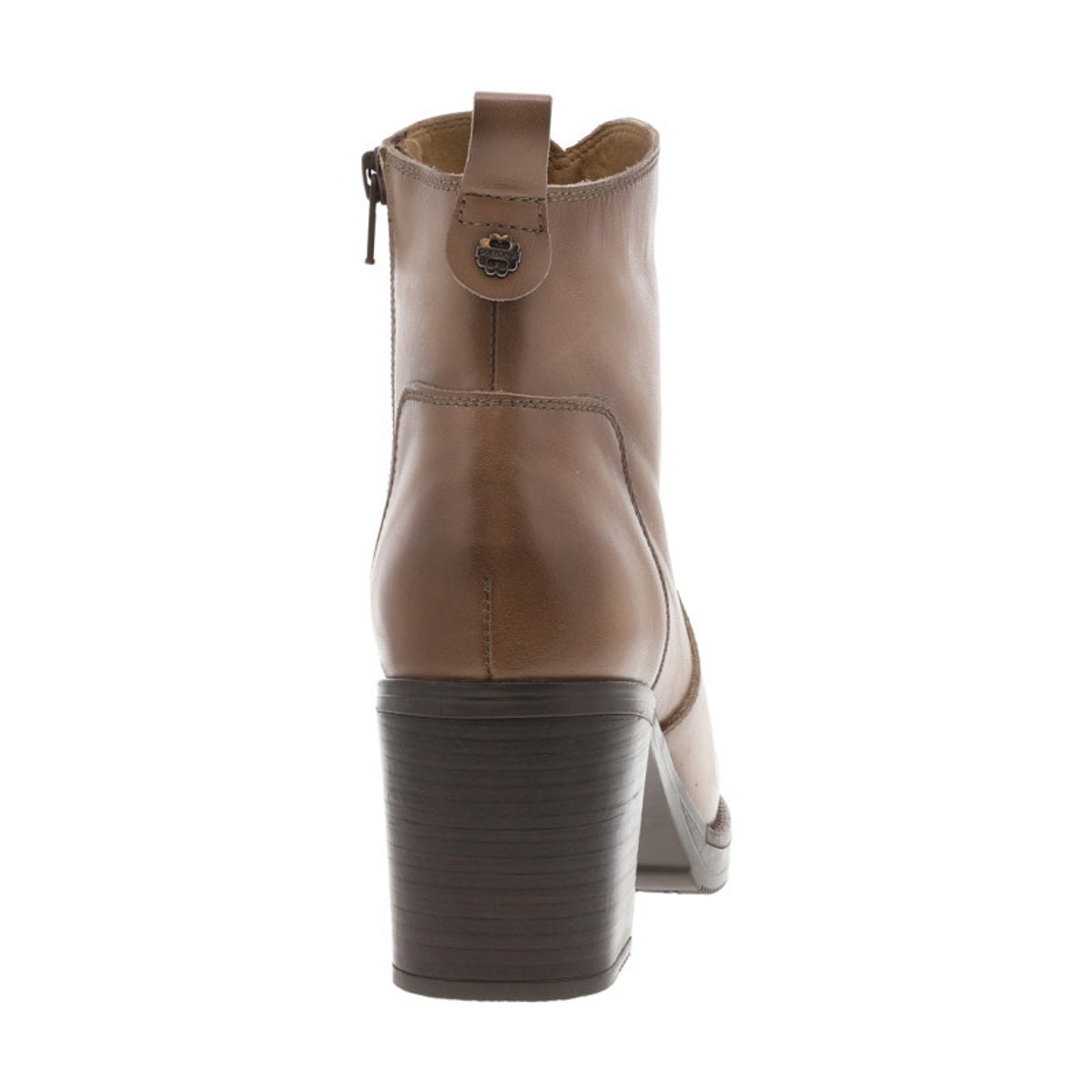 Boots en cuir noires à talon décroché moyen avec une trépointe cousue taupe, PORRONET