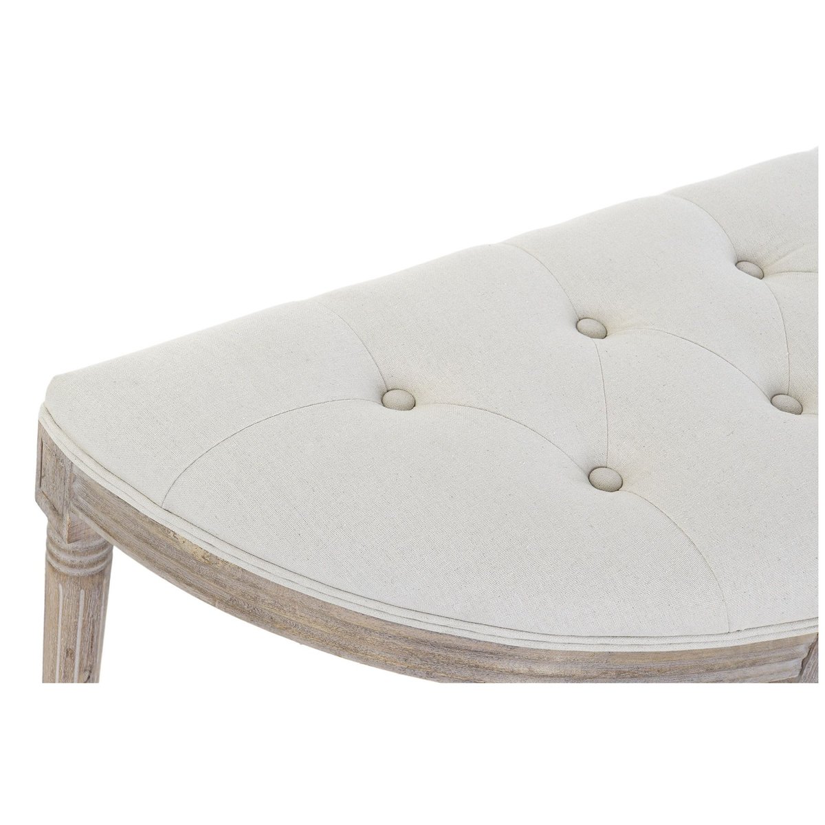 Banquette Demi-Lune Capitonnée Classique Bois et Polyester Beige beige, WADIGA